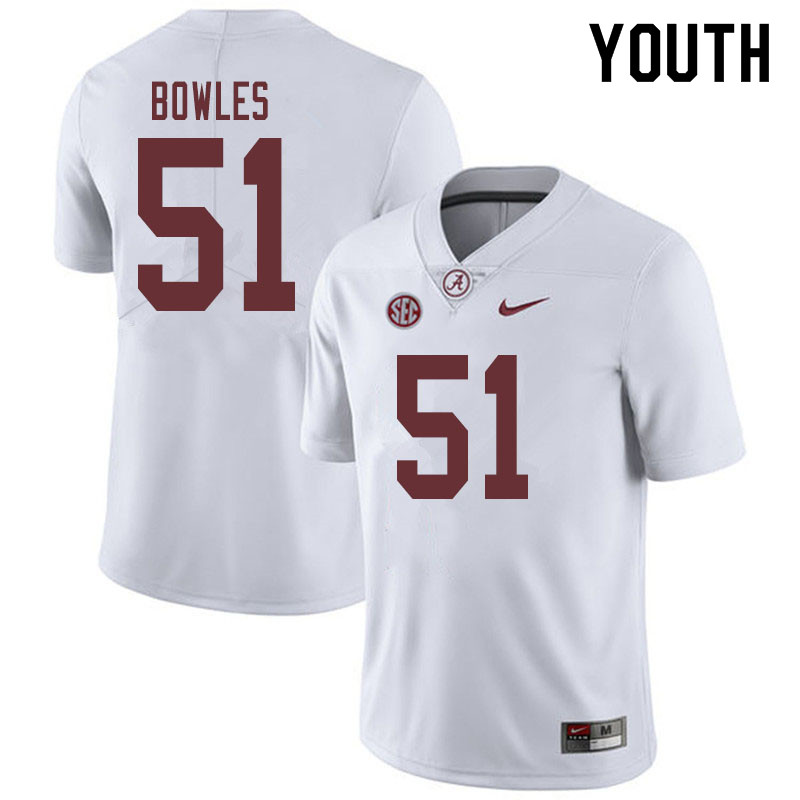 Youth #51 Tanner Bowles Alabama Crimson Tide College Football Jerseys Sale-White